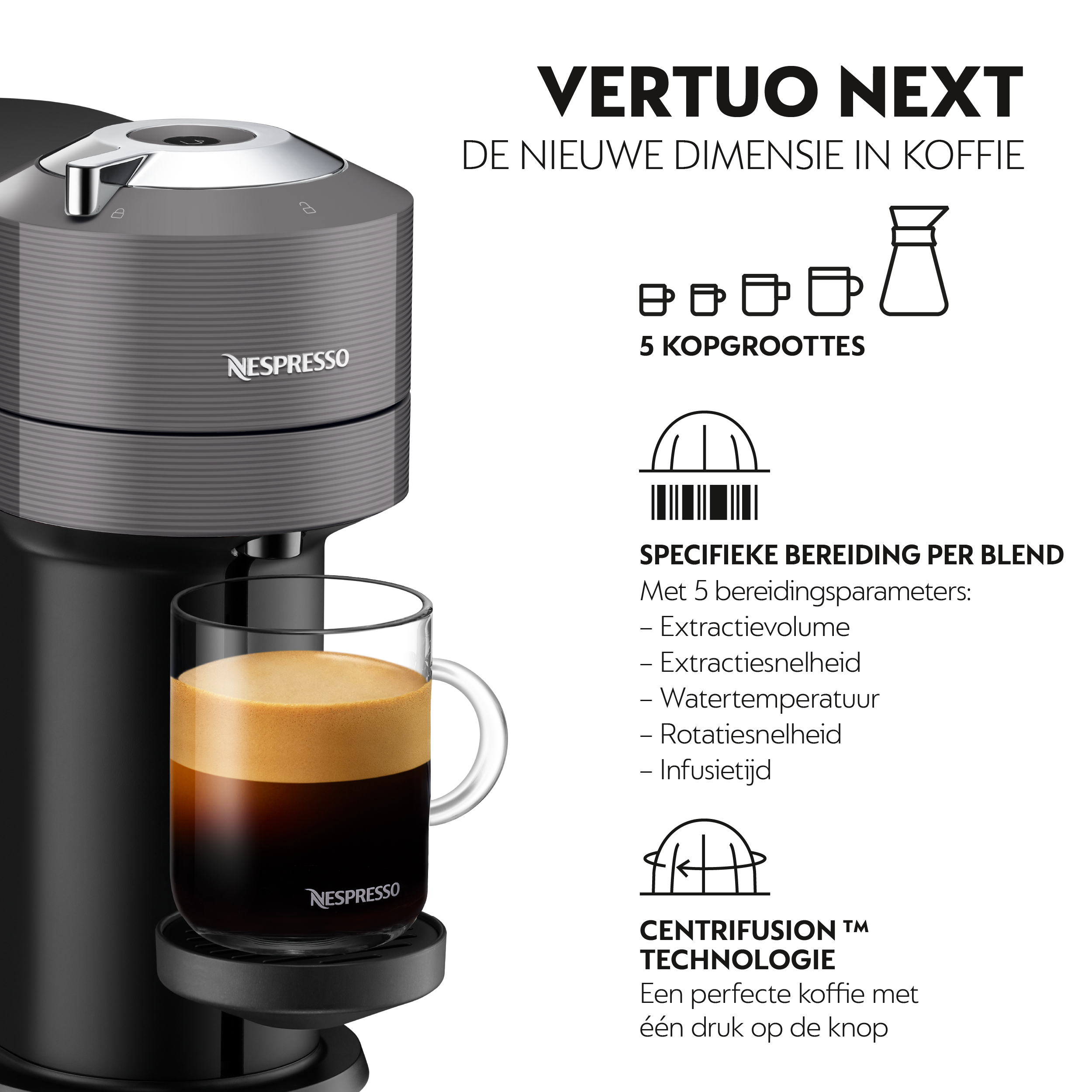 MAGIMIX  Nespresso Vertuo Next (11707BM700) - Capsulemachine - Antraciet