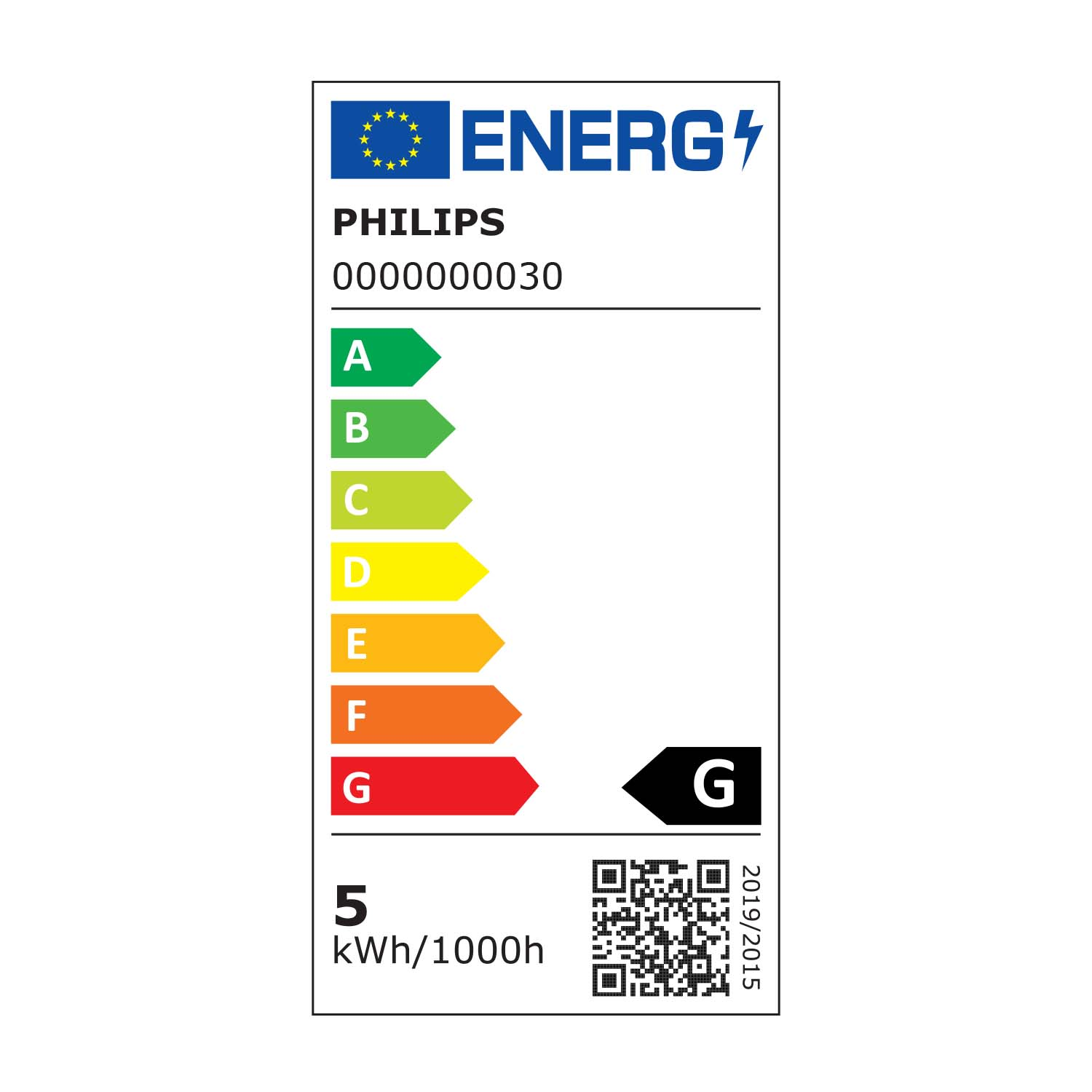 Un'etichetta energetica con più valutazioni, da A a G, che indica l'efficienza energetica.