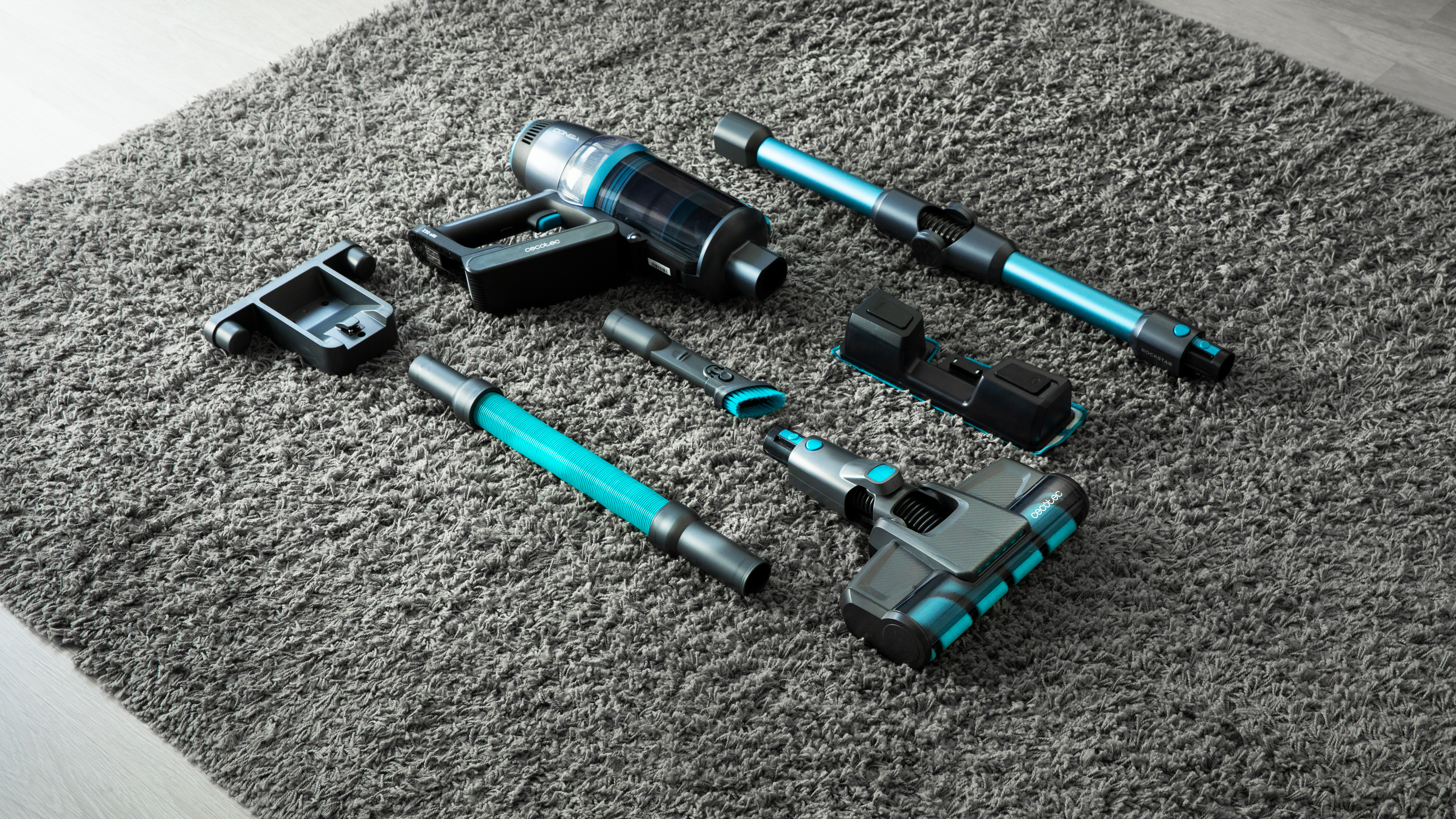 Aspirador escoba - Cecotec Conga Rockstar 2500 Advance Ergowet, 680 W, 26 kPa, 230 aW, Tubo flexible, Depósito de agua, 4 en 1, 90 min, Black Blue