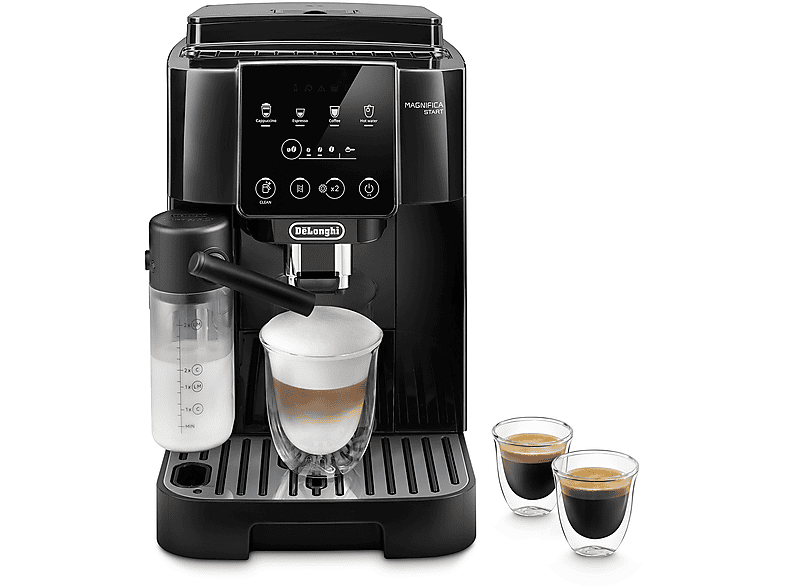 Macchina Automatica per Caffè De'Longhi Magnifica Start Ecam220.60.B, Caraffa Montalatte Automatica, 4 bevande dirette, Pannello Comandi con Icone