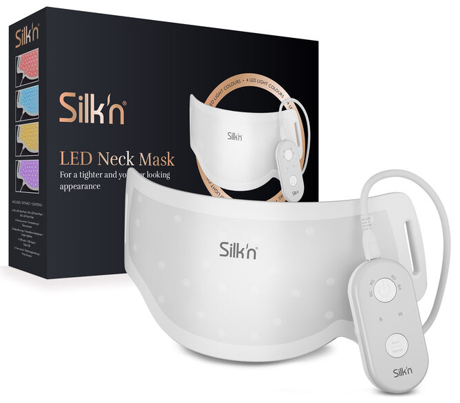 Maska na szyję LED Silk'n z pilotem i pudełkiem.