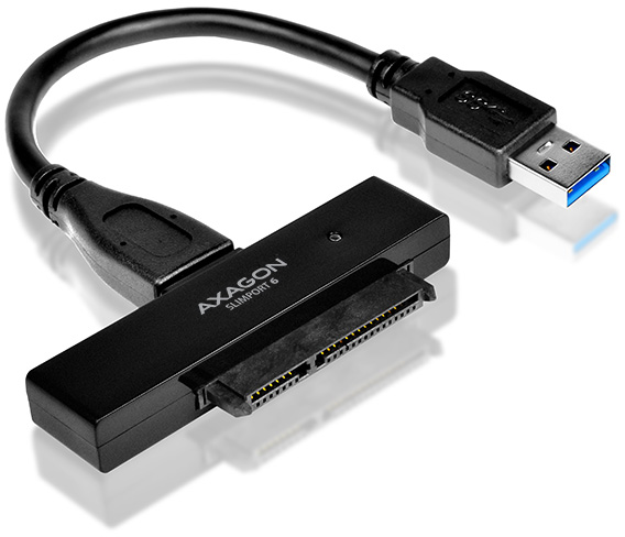 Fekete Axagon Slimport 6 adapter. USB-SATA csatlakozás.