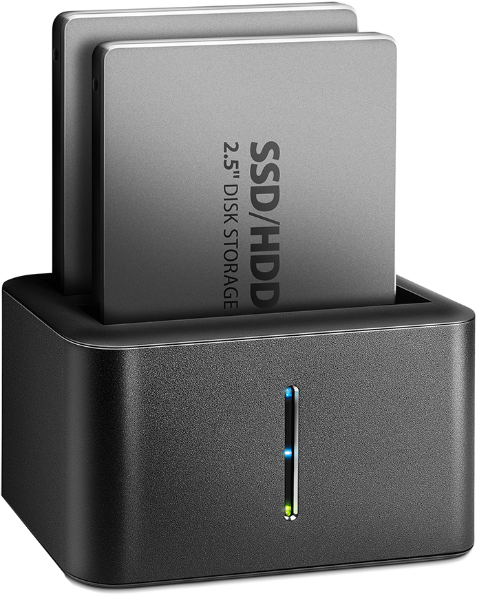 AXAGON USB 3.2 Gen1, külső 2x 2,5" HDD/SSD dokkoló,SATA-III,USB-A, fém ház, klón funkció, fekete (ADSA-D25)