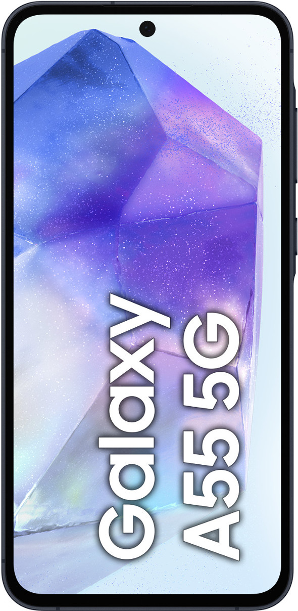 Smartfon z kryształowym wzorem na ekranie, Galaxy A55 5G.