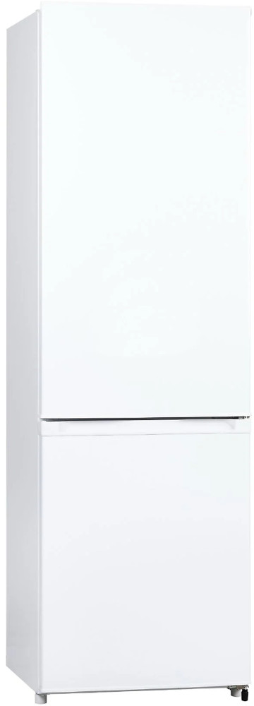A tall white refrigerator and freezer with two doors, standing against a white background.