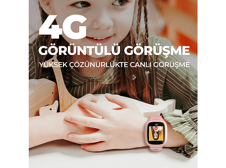 HAVIT KW11 4G Görüntülü Görüşmeli Akıllı Çocuk Saati Pembe_5