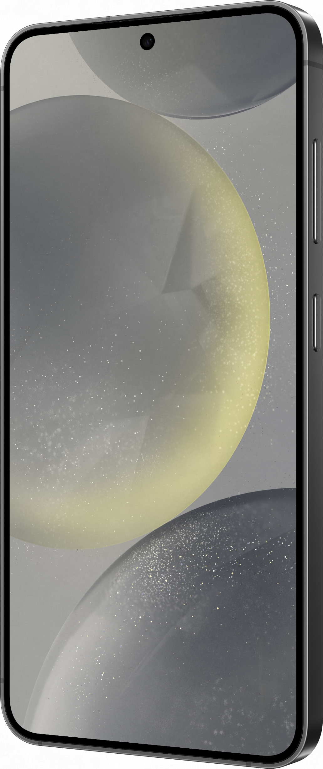Ein Handy, graue Farbe, mit verschwommenem Hintergrund.