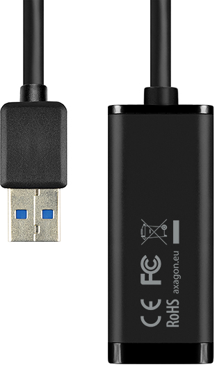 Fekete USB-USB 3.0 adapterkábel kék csatlakozóval.