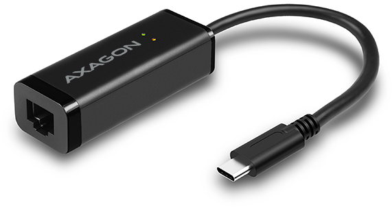 Fekete AXAGON ethernet adapter USB-C kábellel.