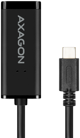 Egy fekete Axagon adapter USB-C csatlakozóval és fekete kábellel.