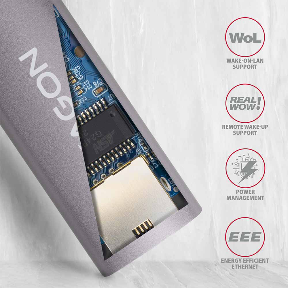 Egy eszköz belső alkatrészeket mutat WoL és Power Management feliratokkal.
