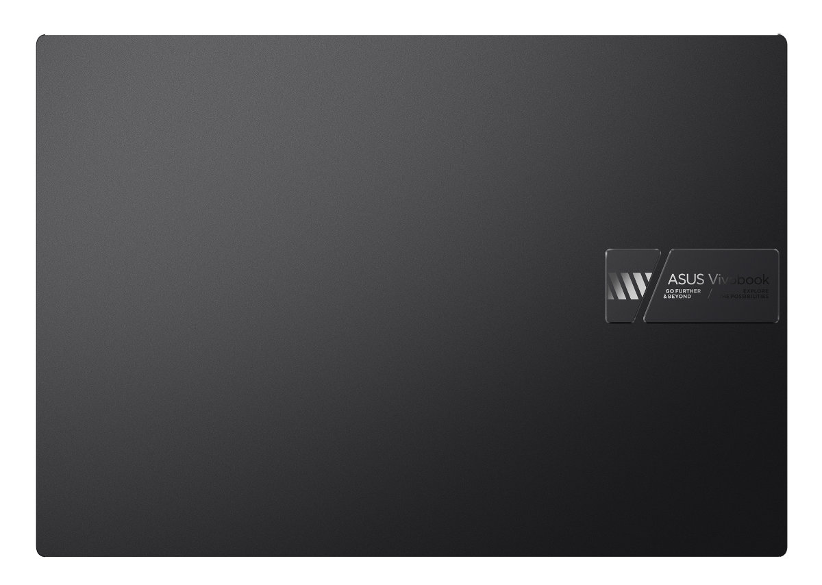 Pokrywa laptopa, czarna z logo ASUS Vivobook, na białym tle.