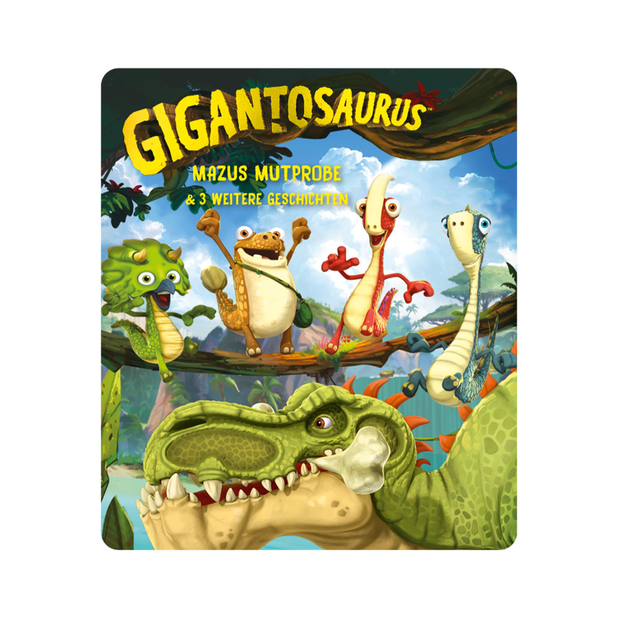 Cover des Gigantosaurus-Cartoons, mit Dinosauriern.