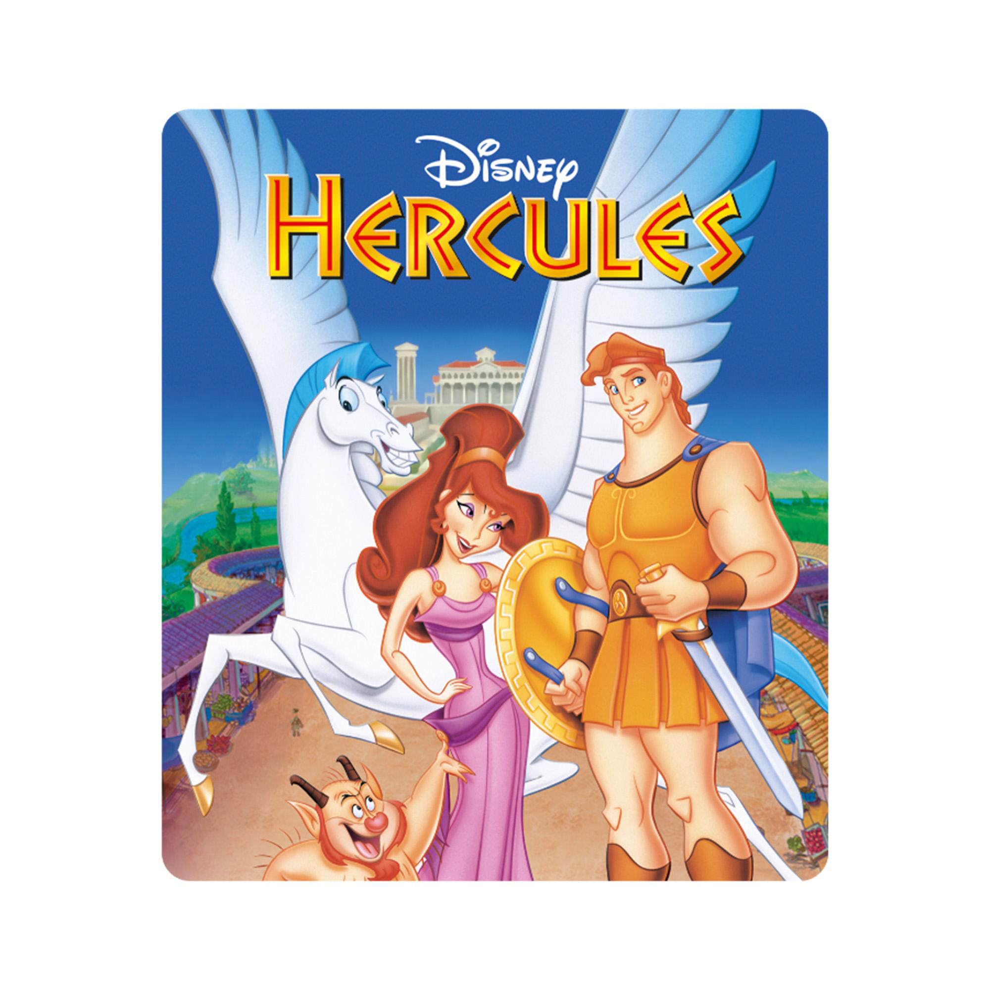 Disney Hercules Filmplakat mit Herkules, Meg, Pegasus und Hades' Handlanger.