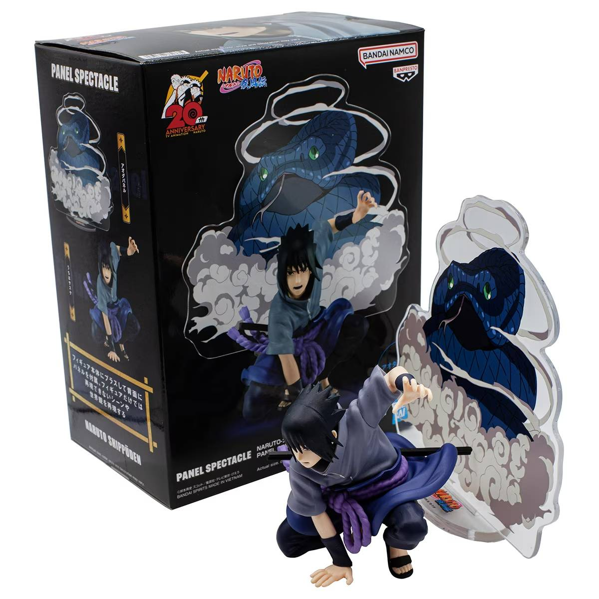 Set de figuras de Naruto Shippuden con una caja con una serpiente y un personaje.