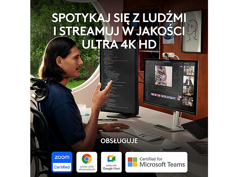 Kamera internetowa LOGITECH MX Brio USB-C - 4K Jasnoszary – zdjęcie 3