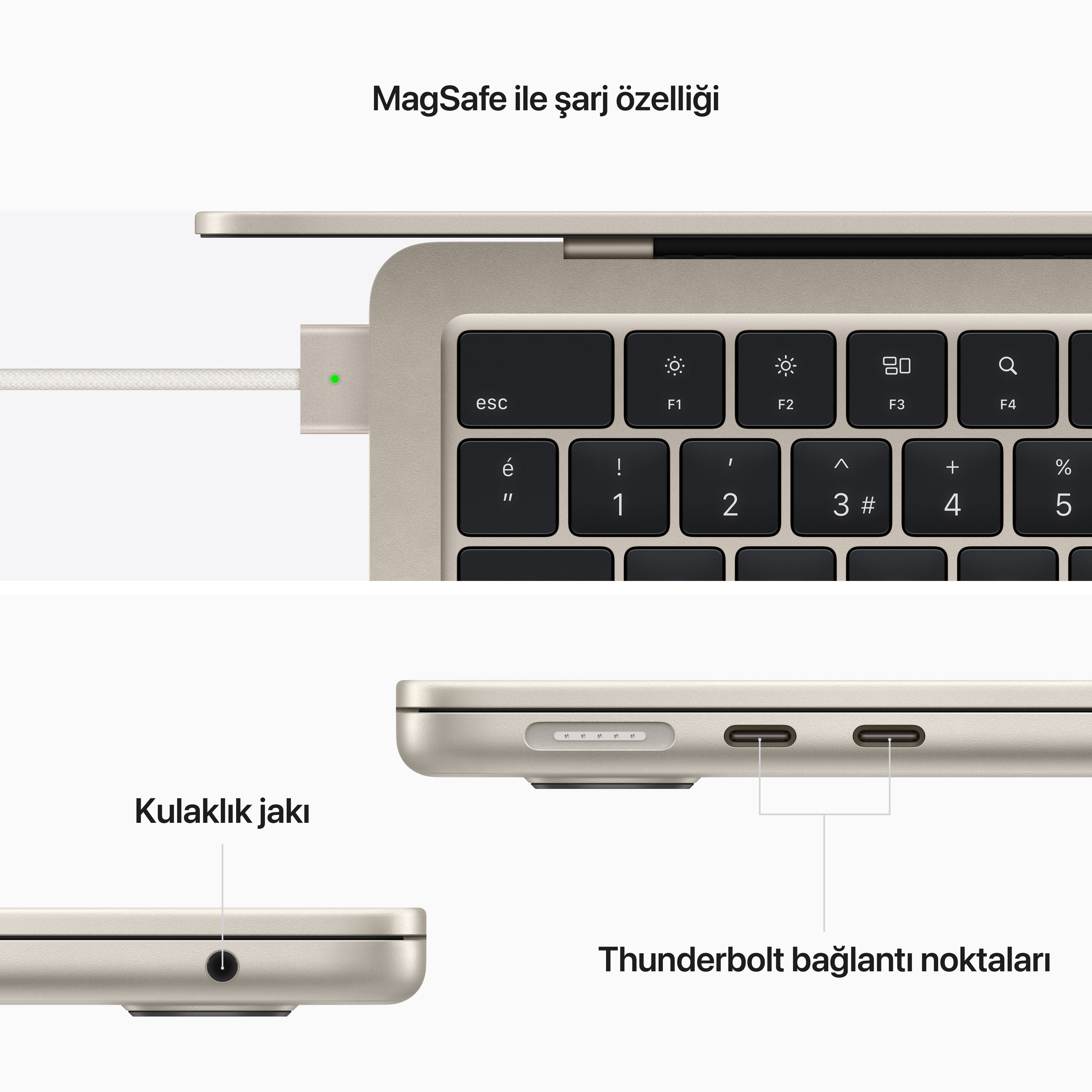 APPLE MacBook Air M2 8GB-512GB SSD 13.6inç Yıldız Işığı MLY23TU/A