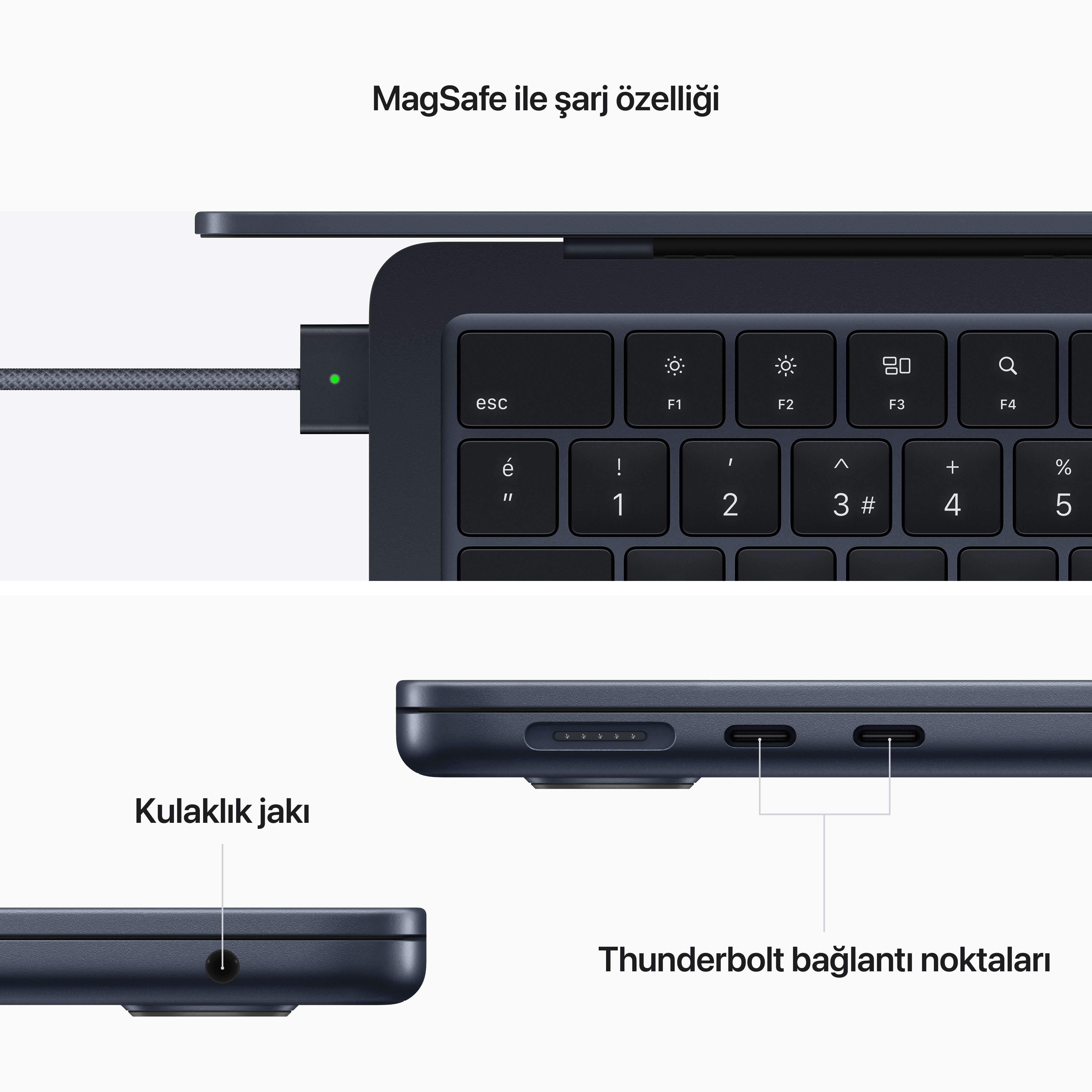 APPLE MacBook Air M2 8GB-512GB SSD 13.6inç Gece Yarısı MLY43TU/A