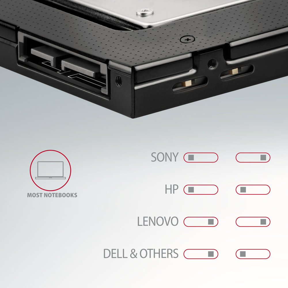 Laptop oldalsó nézet csatlakozó portokkal. Szöveg: Sony, HP, Lenovo, Dell.