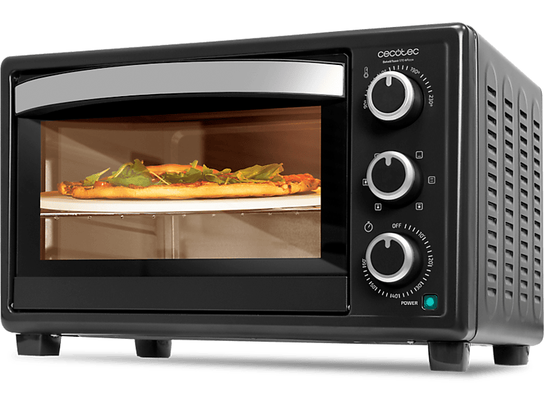REACONDICIONADO Seminuevo Bueno Mini horno - Cecotec Bake&Toast 2600 Black 4Pizza, 1500 W, 26 l, 230°C, Temporizador, 6 modos, Piedra especial pizza