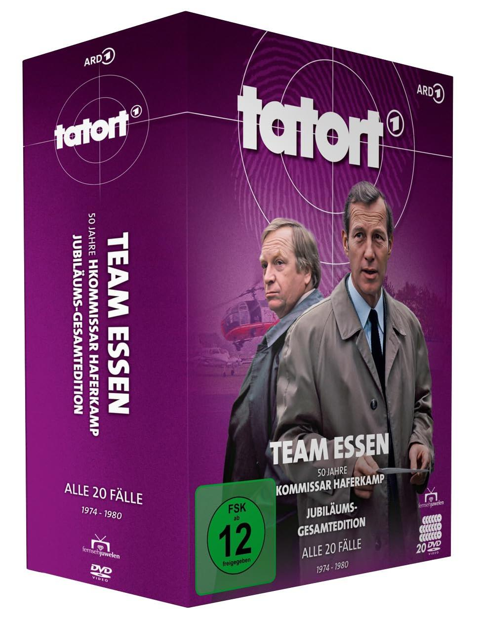 DVD-Boxset für "Tatort: Team Essen" mit zwei Männern auf dem Cover und Text auf Deutsch.