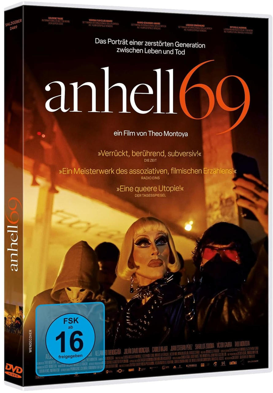 Eine DVD-Hülle für den Film anhell69 mit unterschiedlichen Menschen in einer verschwommenen, lebendigen Umgebung.