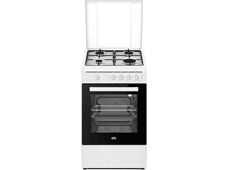 ok. OFC 2421-3 A, Gas Butano, 4 quemadores, Horno de gas, 49 l Capacidad, Blanco