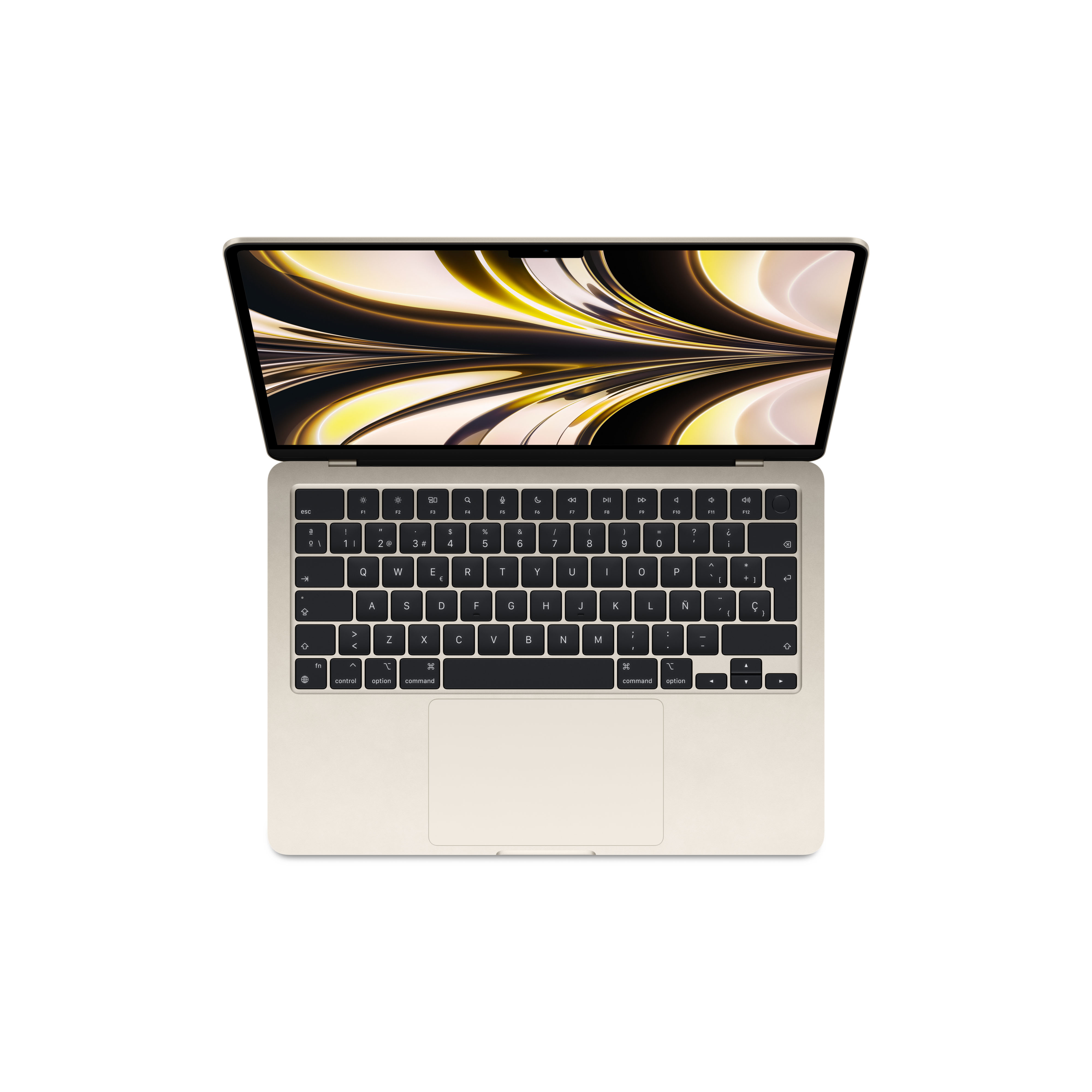Un portátil con la pantalla abierta, teclado visible.