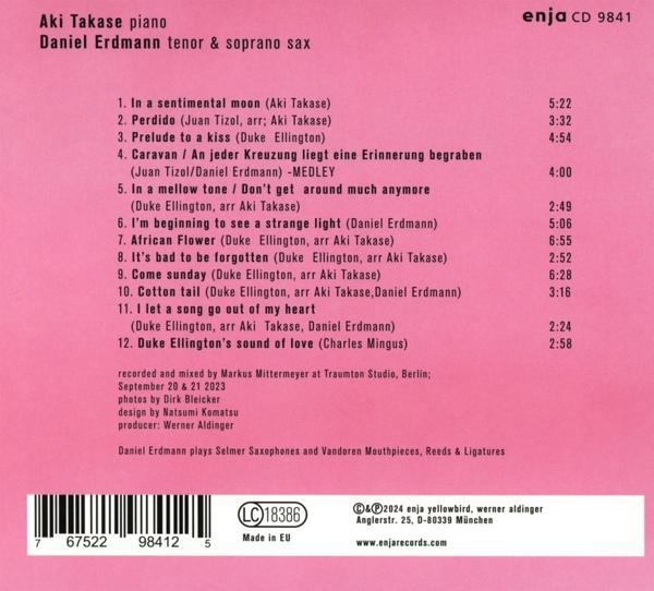 CD-Cover mit Titel- und Trackliste: Aki Takase piano, Daniel Erdmann sax.