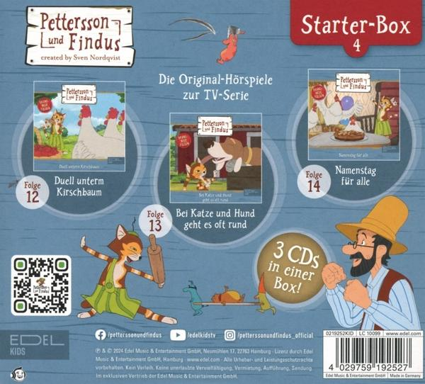 CD-Box-Set mit Illustrationen einer Katze und eines Jungen. Text auf Deutsch. Rechts ein Mann mit Bart.