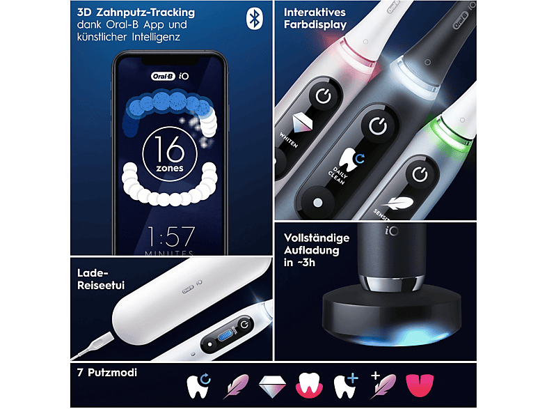 ORAL-B iO 9 + Sensitive Elektrische Zahnbürste Schwarz Onyx