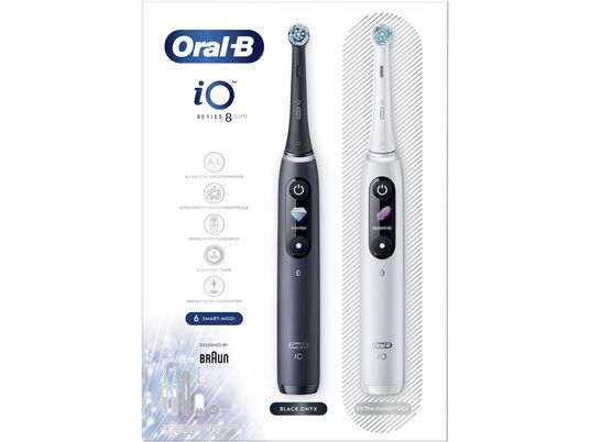 ORAL-B iO 8 Duo + Sensitive - Brosse à dents électrique (Onyx Black/Alabaster White)