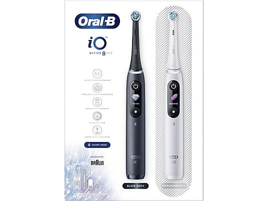 ORAL-B iO 8 Duo + Sensitive - Brosse à dents électrique (Onyx Black/Alabaster White)