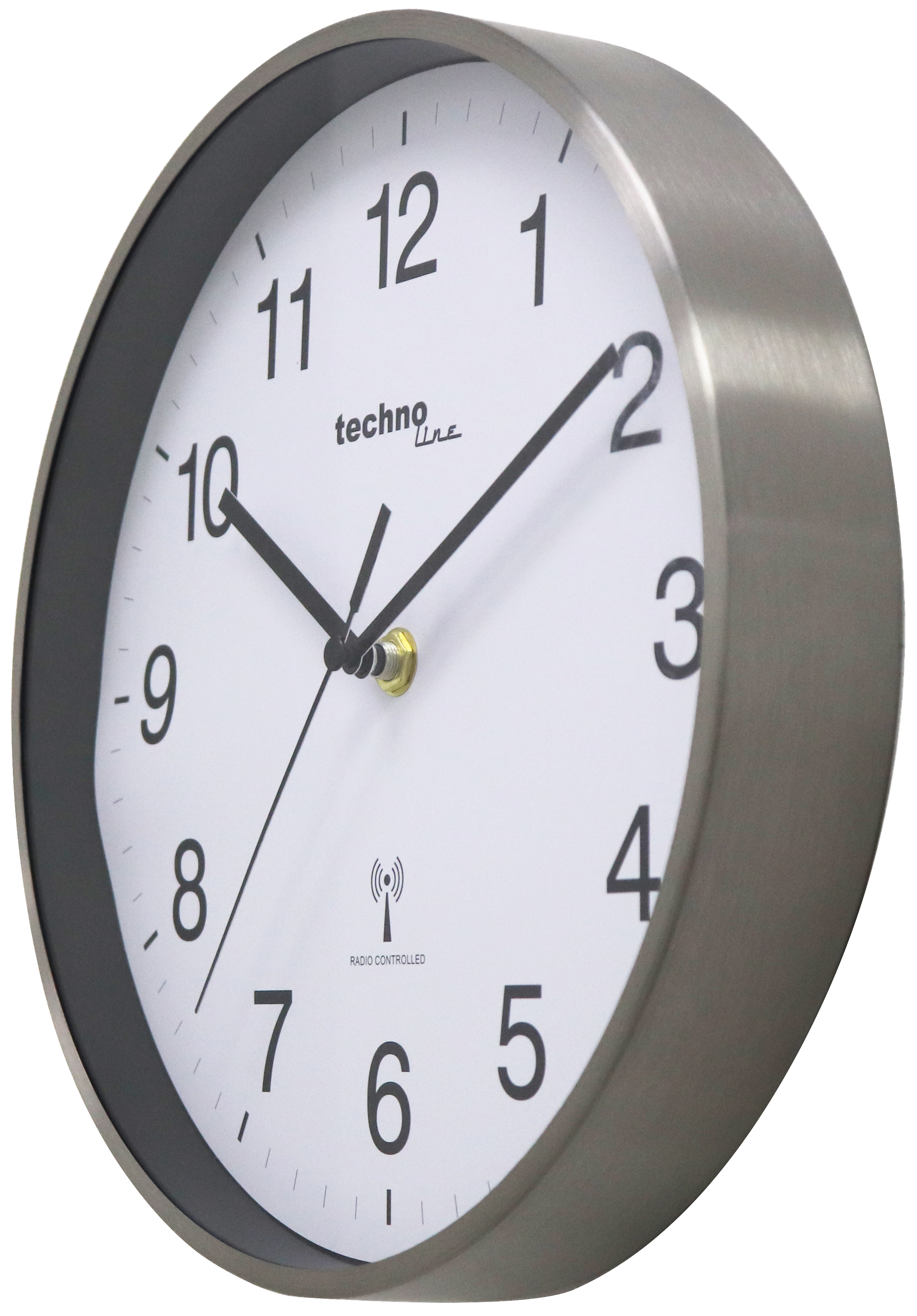 Technoline Orologio Da Parete WT 8910: Radiocontrollato, Telaio In Metallo Argento, Quadrante 30 Cm, Ora Legale Automatica