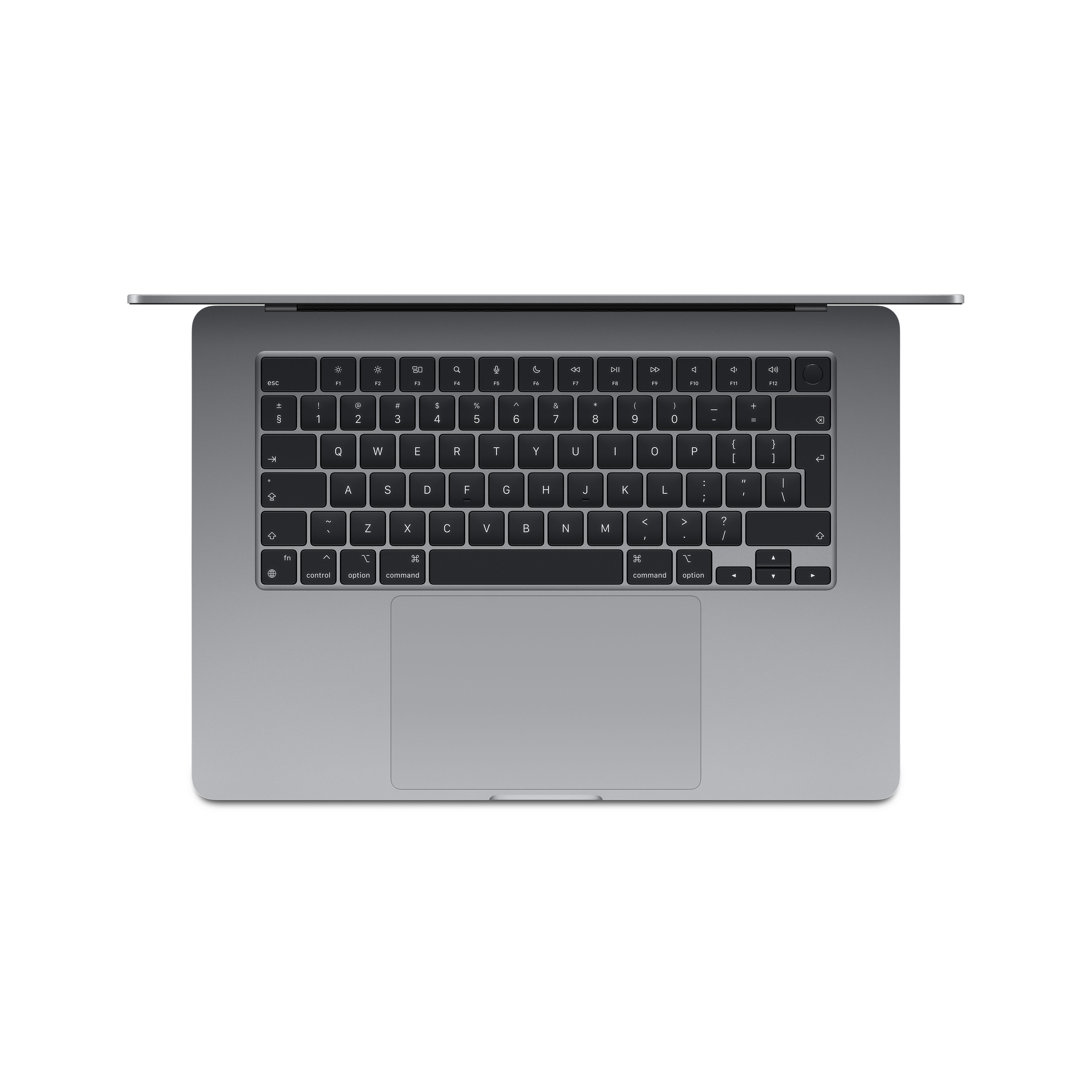 Laptop-Tastatur, Draufsicht, graue Farbe.