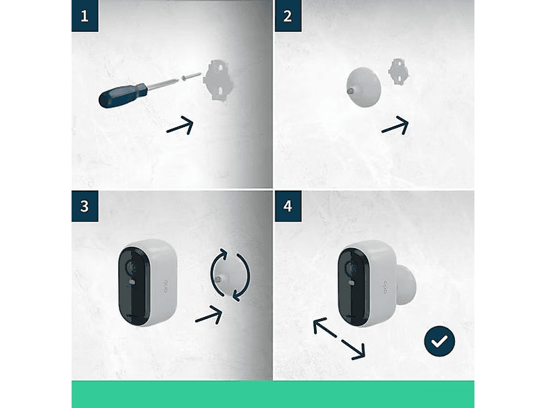 Arlo Essential Gen2, Überwachungskamera (Anzahl Kameras: 2, für Innen + Außen, Nachtsichtfunktion, Akkubetrieb, 2K UltraWide QHD, Weiß) — Foto 2 von 5