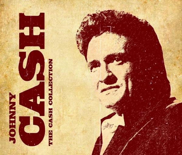Johnny Cash album borítójának művészete. Piros színű Johnny Cash portré szöveggel: Johnny Cash.