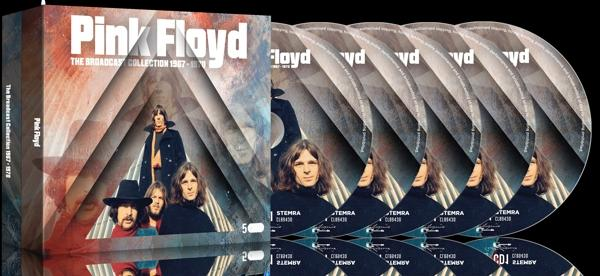 Pink Floyd albumkészlet, dobozkészlettel és CD-kkel, a borítón a zenekar tagjaival.
