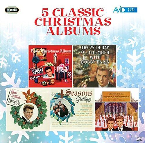 Karácsonyi albumok borítói. Öt borító látható. Bobby Vee-vel és más előadókkal.