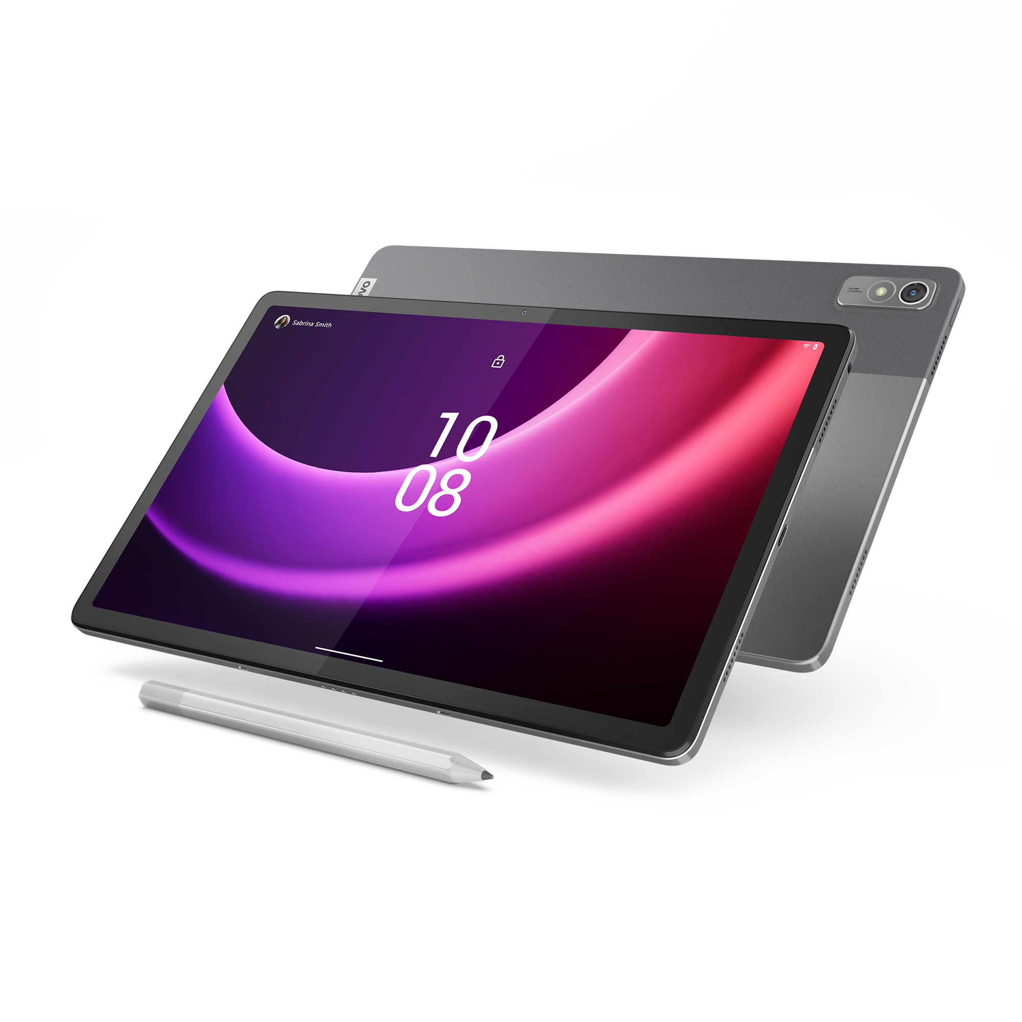 Canlı bir ekrana, kaleme ve ikincil bir tablet görünümüne sahip tablet.