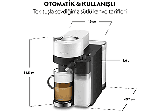 NESPRESSO Vertuo Latissima Süt Çözümlü Kapsüllü Kahve Makinesi Beyaz_6