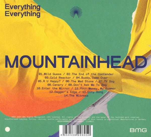 Die Rückseite eines Albums mit dem Wort MOUNTAINHEAD. Das Albumcover ist gelb.