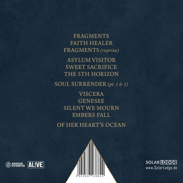Albumcover mit Songtiteln. Enthält einen dunkelblauen Hintergrund und weißen Text.
