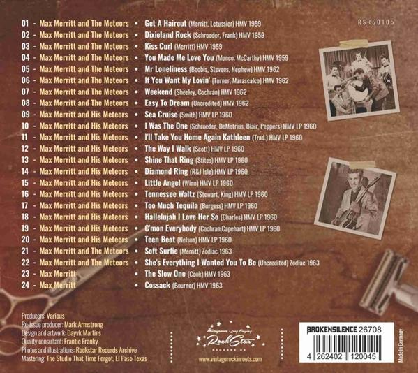 Rückseite einer CD oder LP mit Titel- und Künstlerliste, Fotos, Barcode und Produktionsdetails.