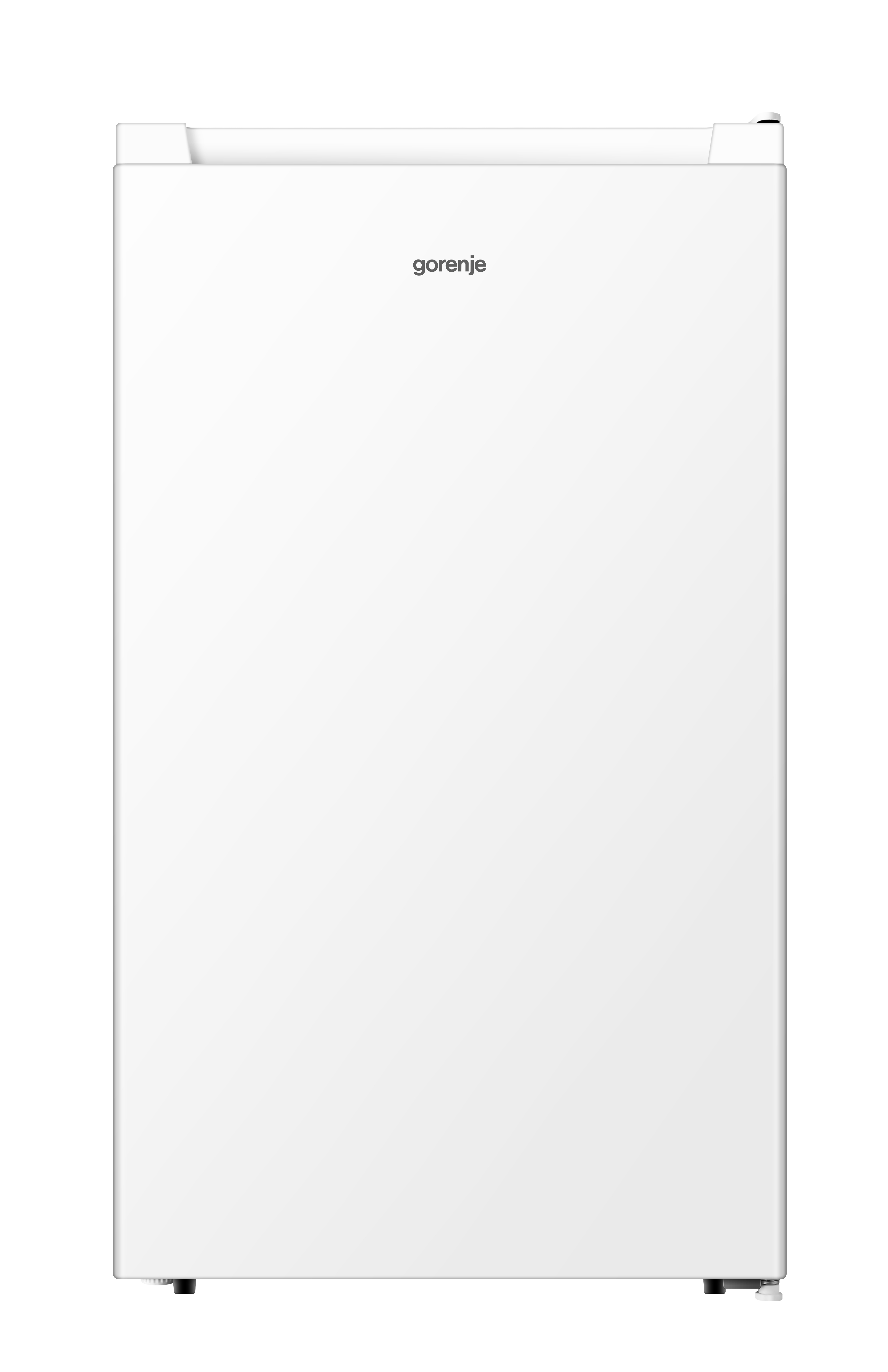 Weißer Gorenje-Kühlschrank auf weißem Hintergrund.