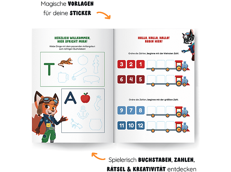 EDURINO Lern- und Stickerheft Stickeralbum Mehrfarbig