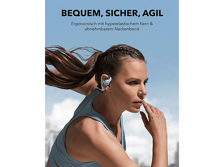 Thumbnail - SOUNDCORE BY ANKER AeroFit Pro, Open-ear Kopfhörer Bluetooth Aquamarinblau