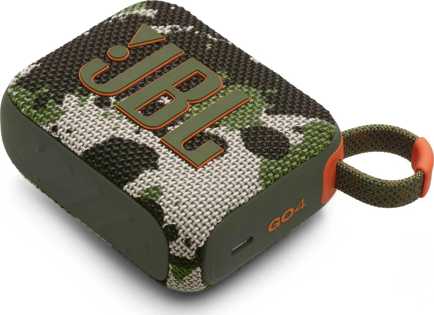 Przenośny głośnik JBL GO 4 w kamuflażu.
