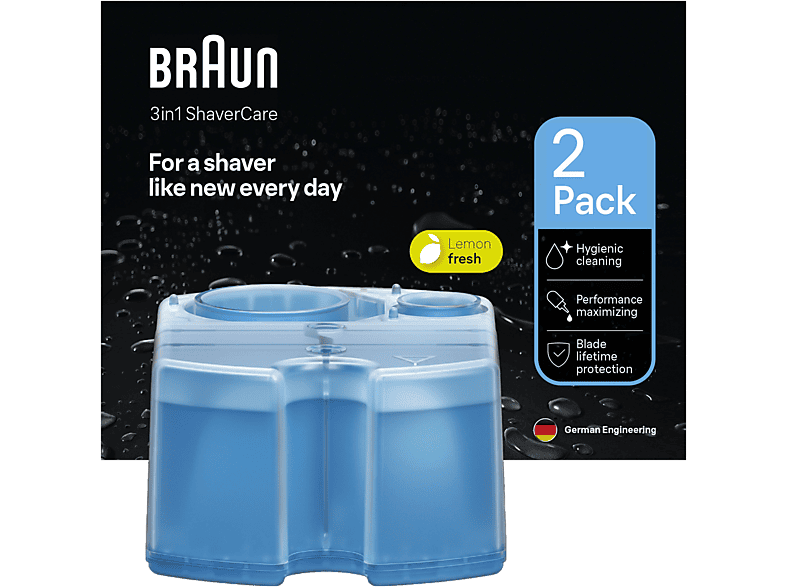 BRAUN 3-in-1 ShaverCare (2er Pack) - Reinigungskartuschen (Blau)