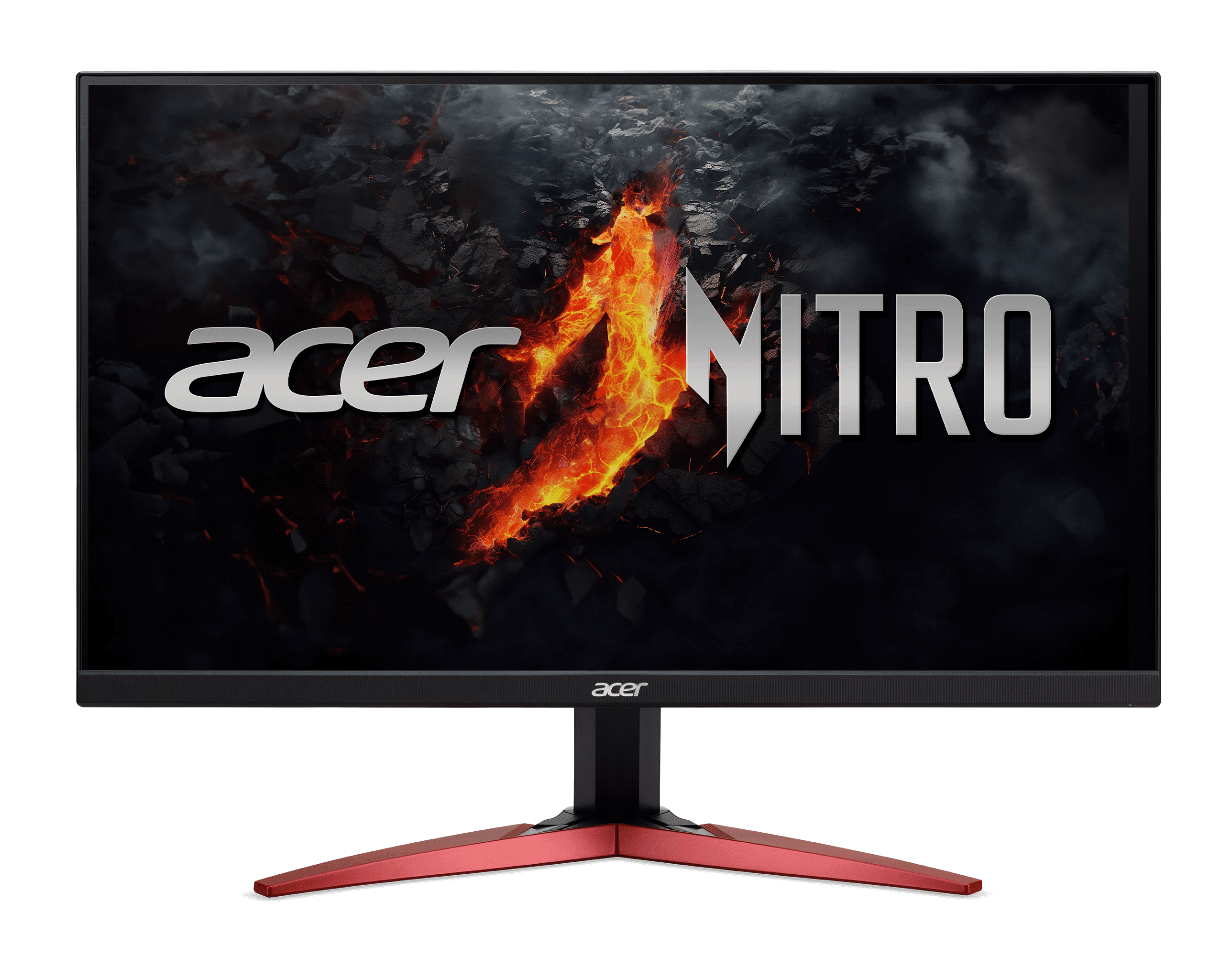 Un monitor Acer Nitro negro con el logotipo en el centro de la pantalla.
